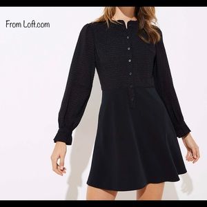 TEXTURED DOT FLARE SHIRTDRESS